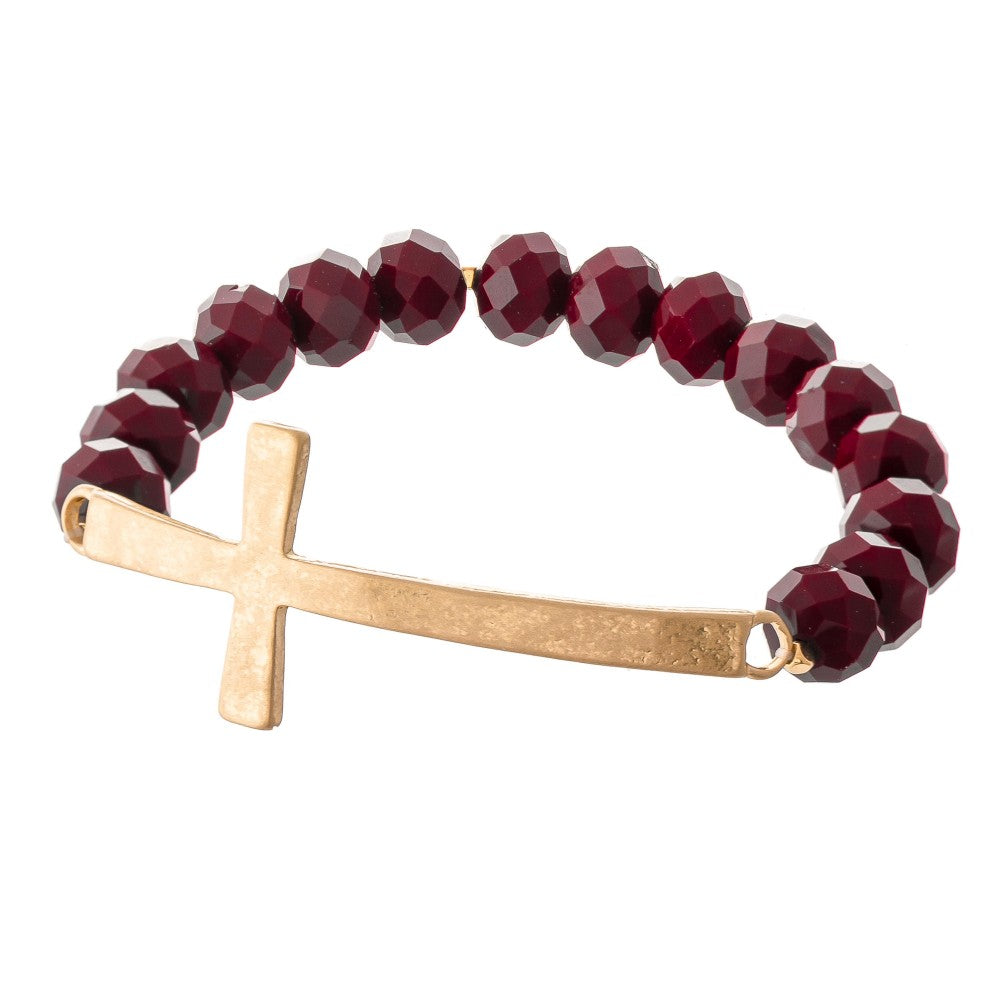 Beaded Cross Stretch Bracelet