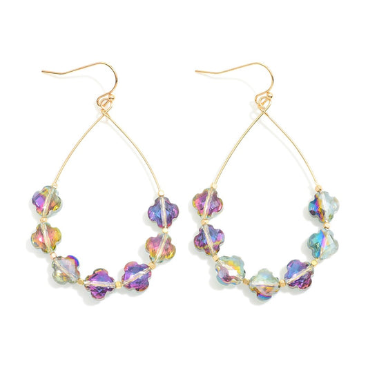 Crystal Clover Teardrop Earring