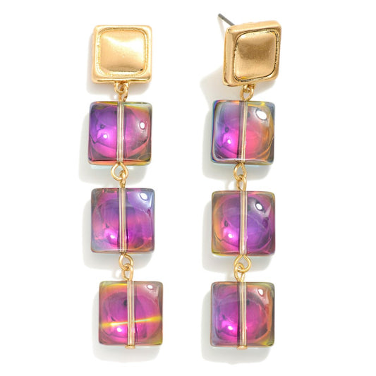 Linked Crystal Squared Drop Earring