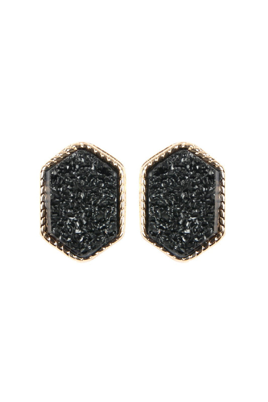 Druzy Hexagon Earring