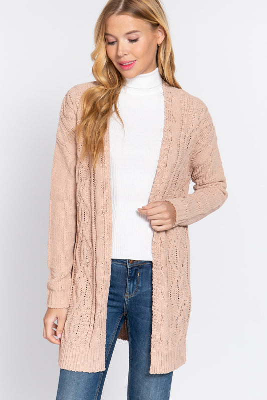 Chenille Sweater Cardigan - Salmon