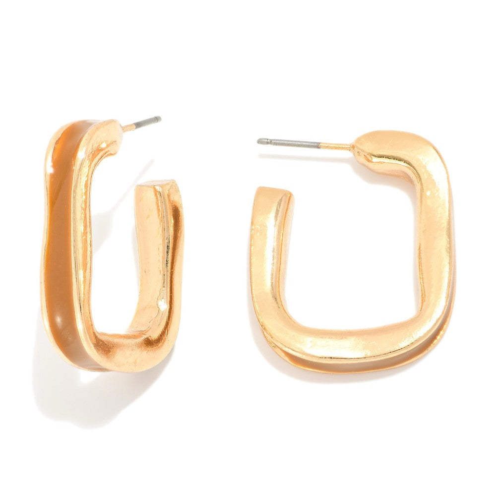 Enamel Square Hoop Earring