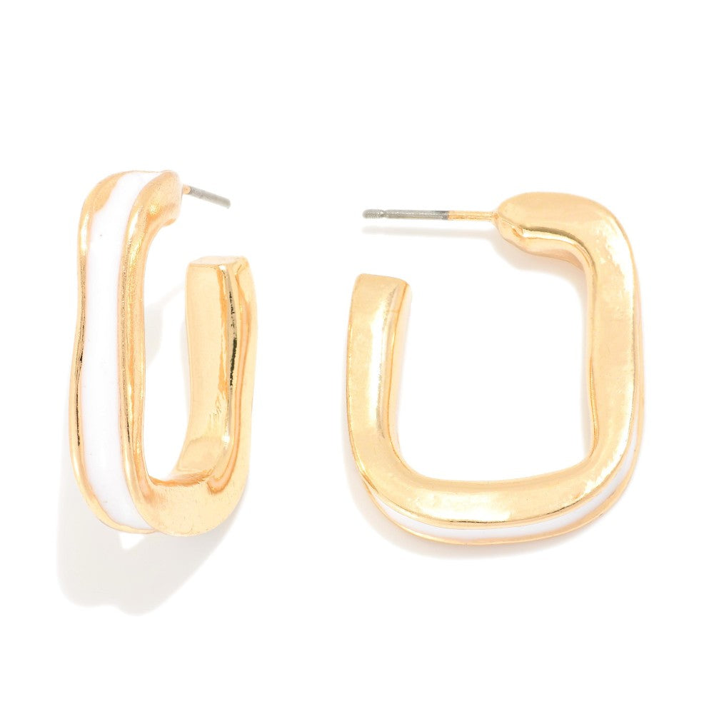 Enamel Square Hoop Earring