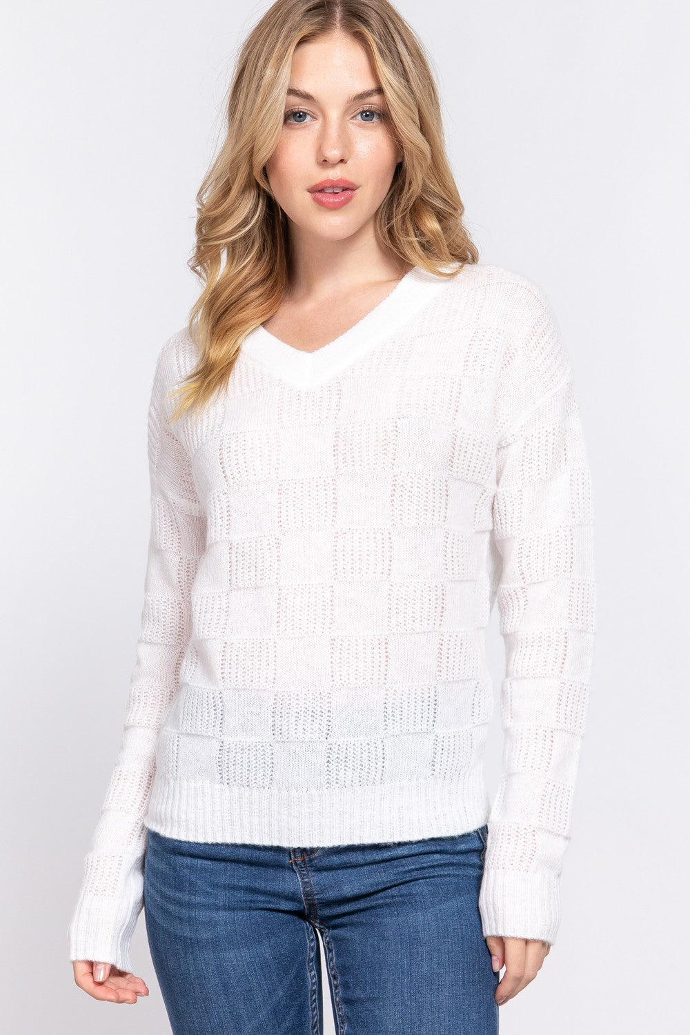 V-Neck Textured Sweater