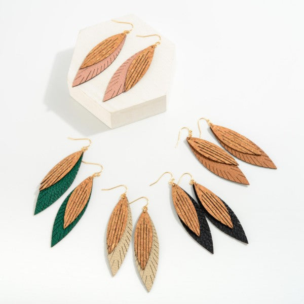 Feathered Leather Drop Earrings