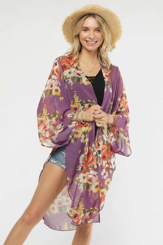 Violet Floral Kimono