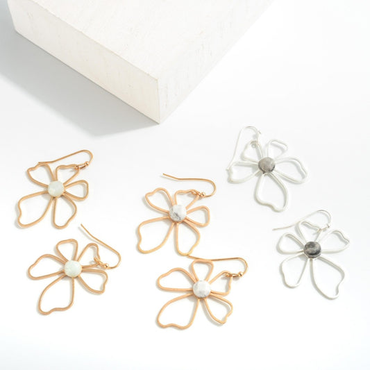 Metal Flower Drop Earring