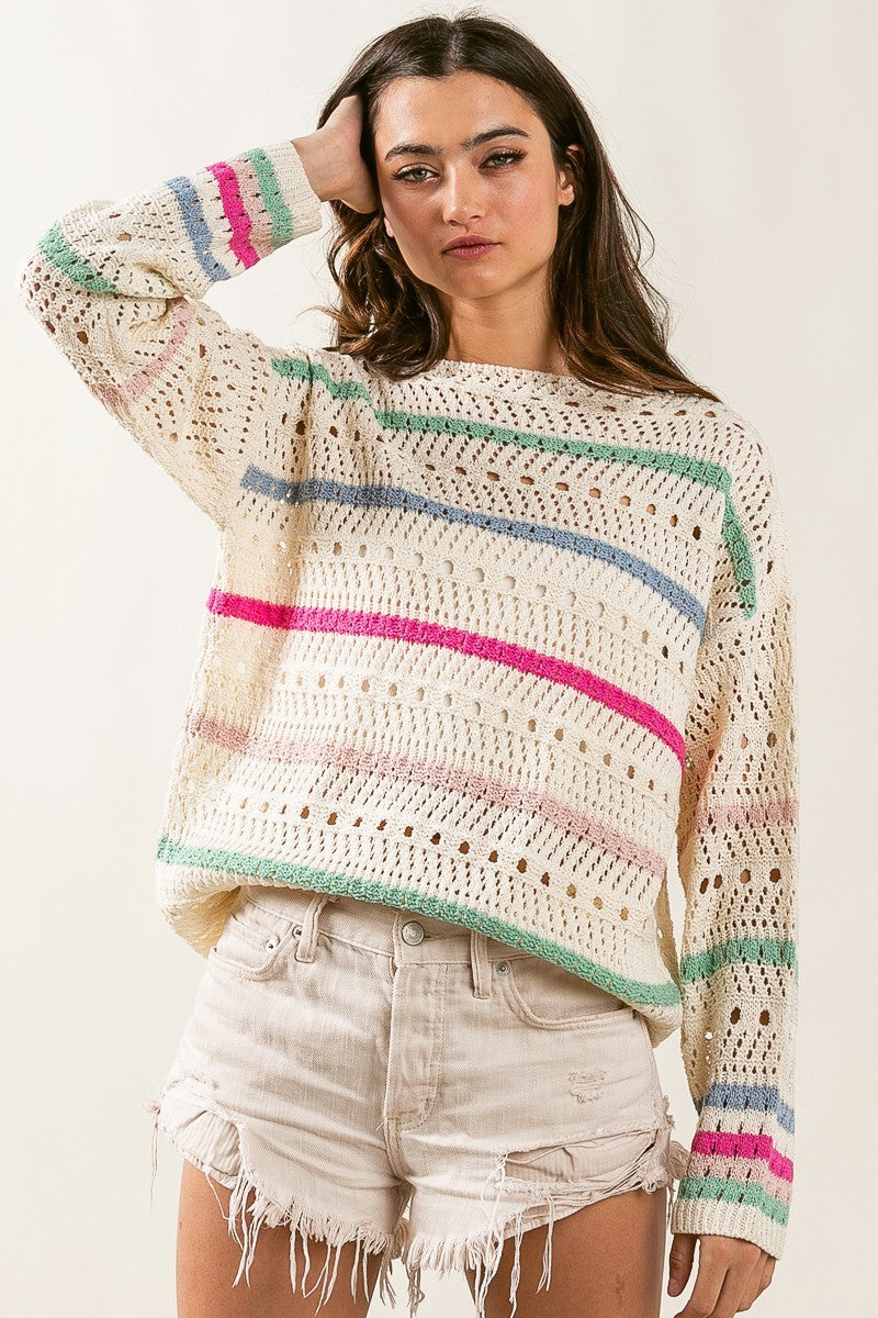 Color Sweatter Multi Color Striped Sweater *FINAL SALE* – Wild Clover Boutique