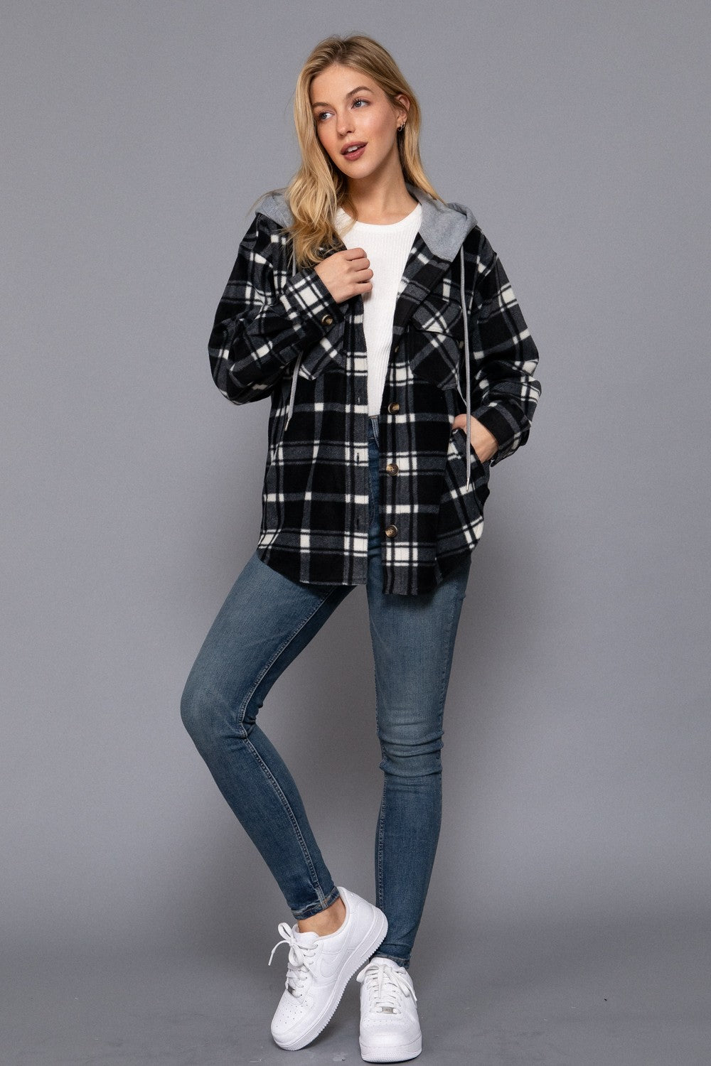 Plaid Hoodie Fleece Jacket