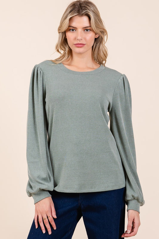 Slinky Rib Knit Long Sleeve Top