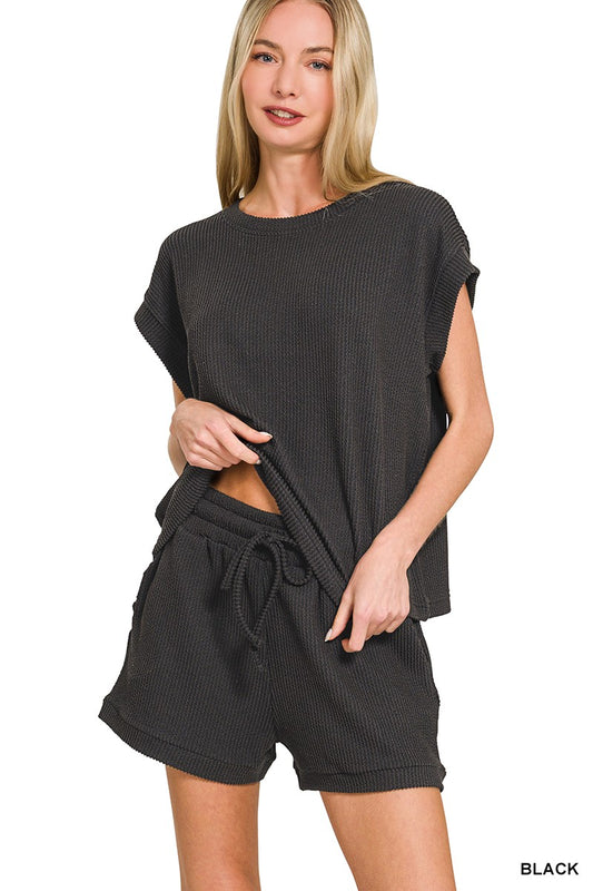 Ribbed Top & Shorts Set
