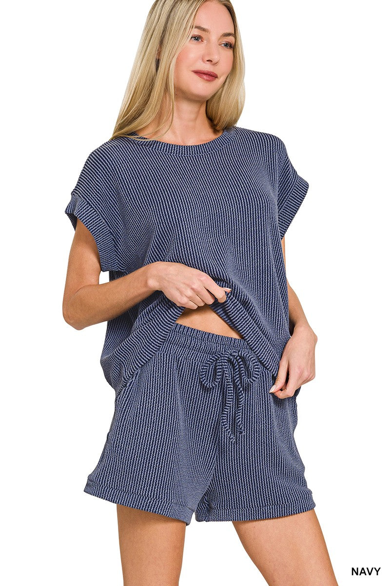 Ribbed Top & Shorts Set
