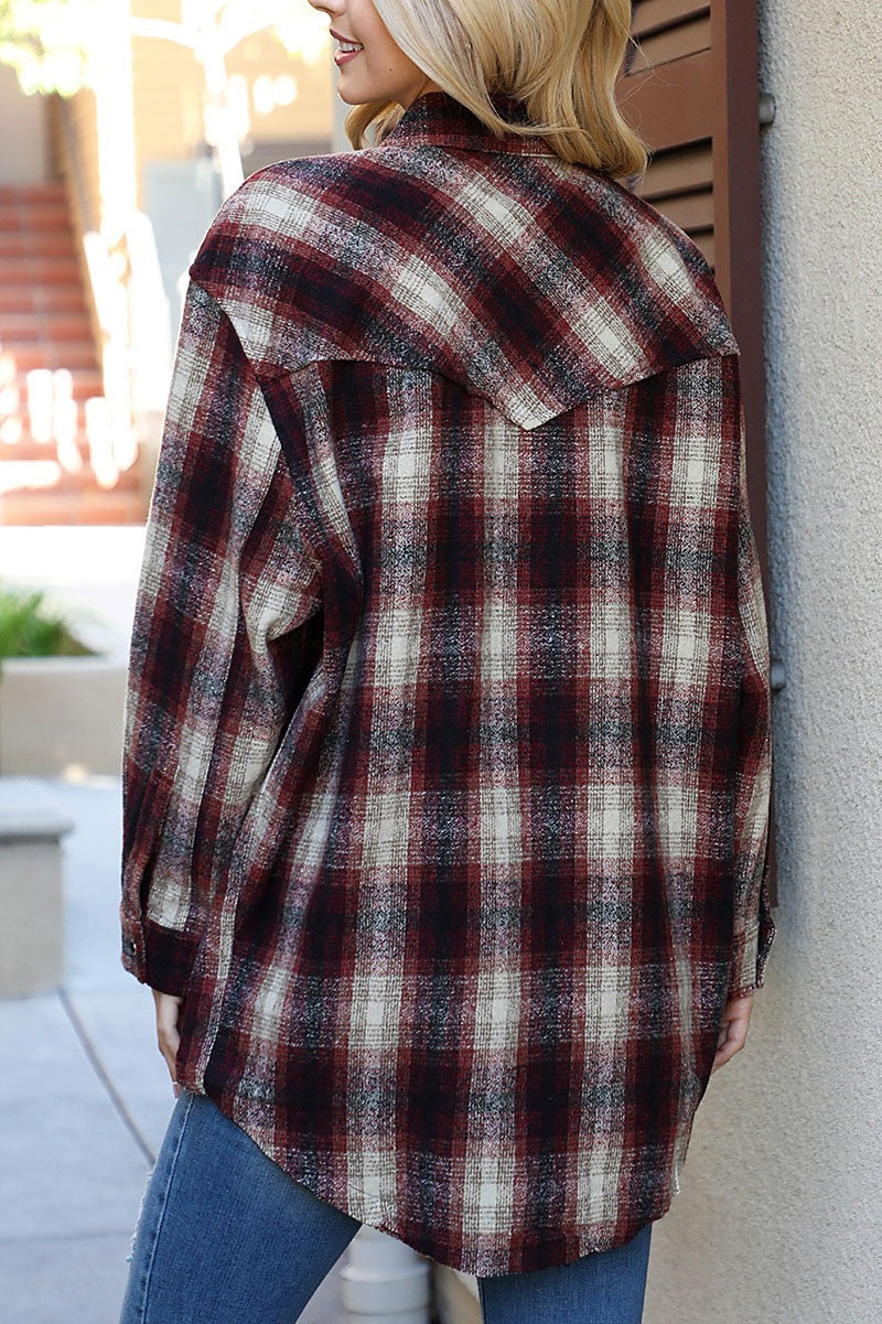 Plaid Snap Button Down Jacket