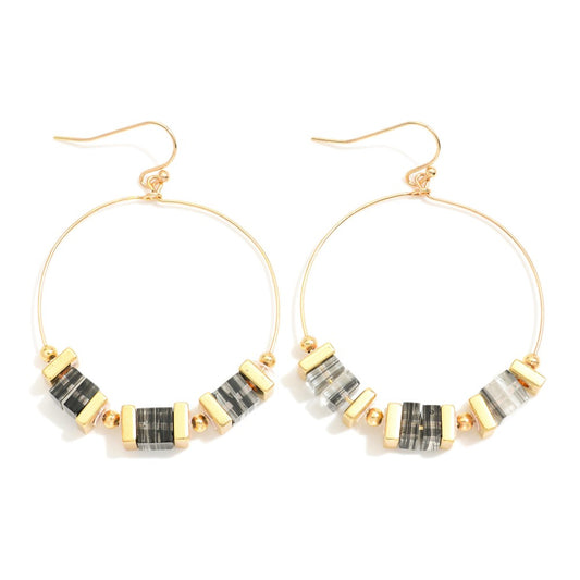 Square Stone Hoop Earring