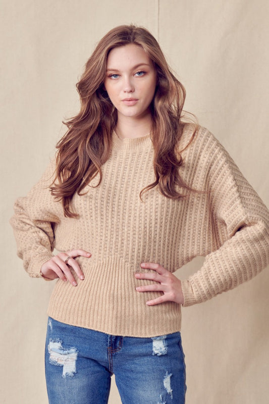 Mock Neck Ribbed Pullover