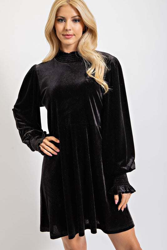 Black Velvet Mock Neck Dress *FINAL SALE*