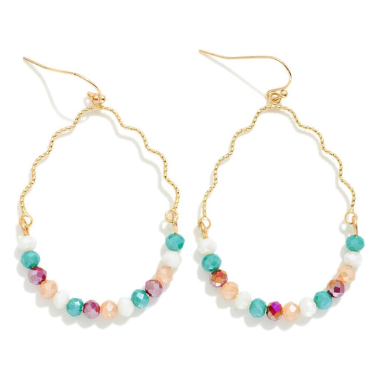 Wavy Beaded Teardrop Earring