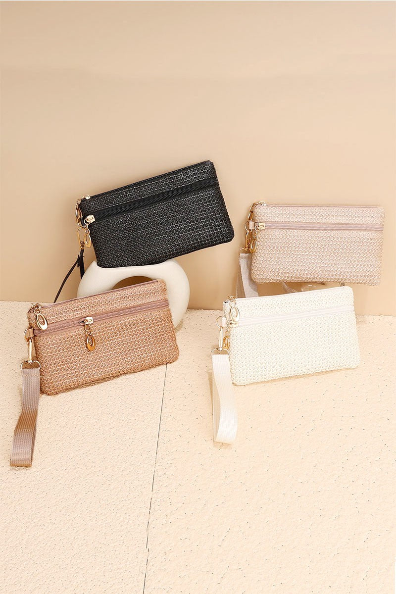 Boho Straw Wristlet