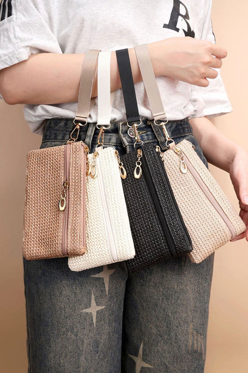 Boho Straw Wristlet