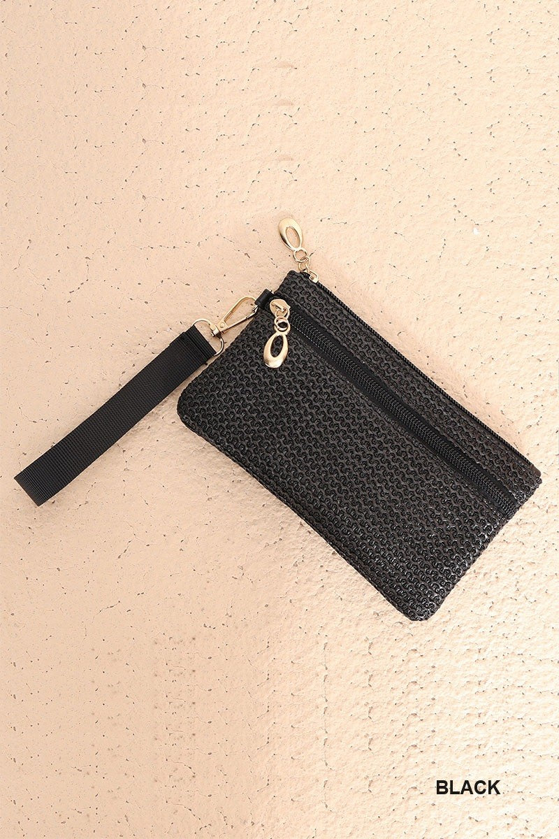 Boho Straw Wristlet