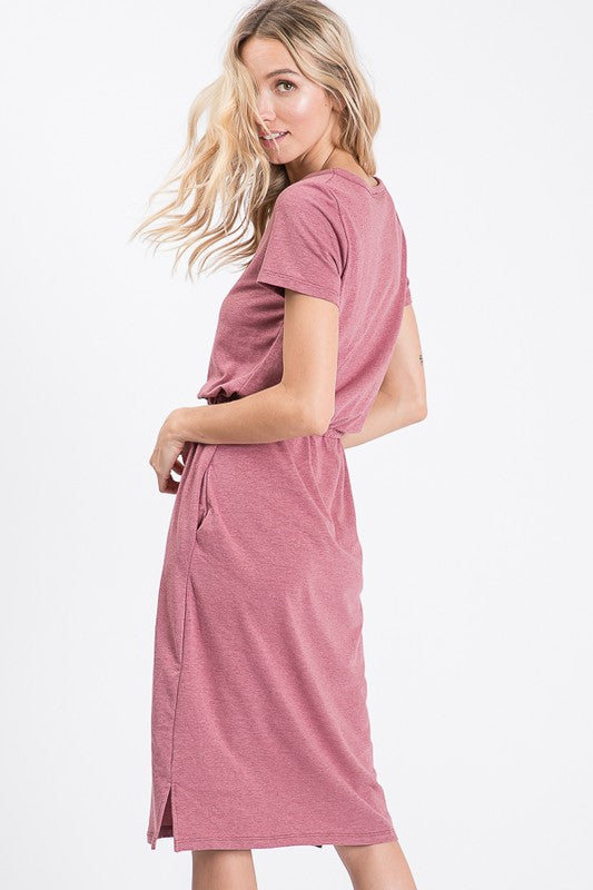 T shirt dress drawstring cheap waist