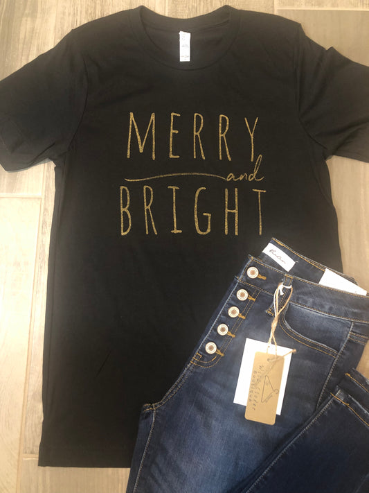 Gold Merry & Bright Tee *FINAL SALE*